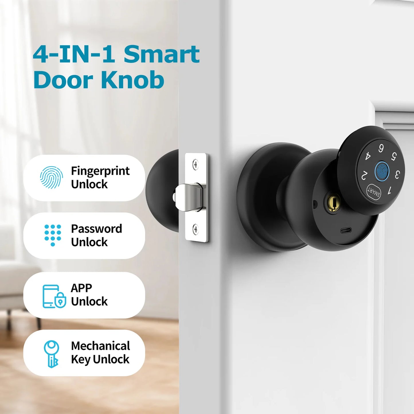 Viladepot Ball Shaped Smart Lock With Fingerprint And App Control