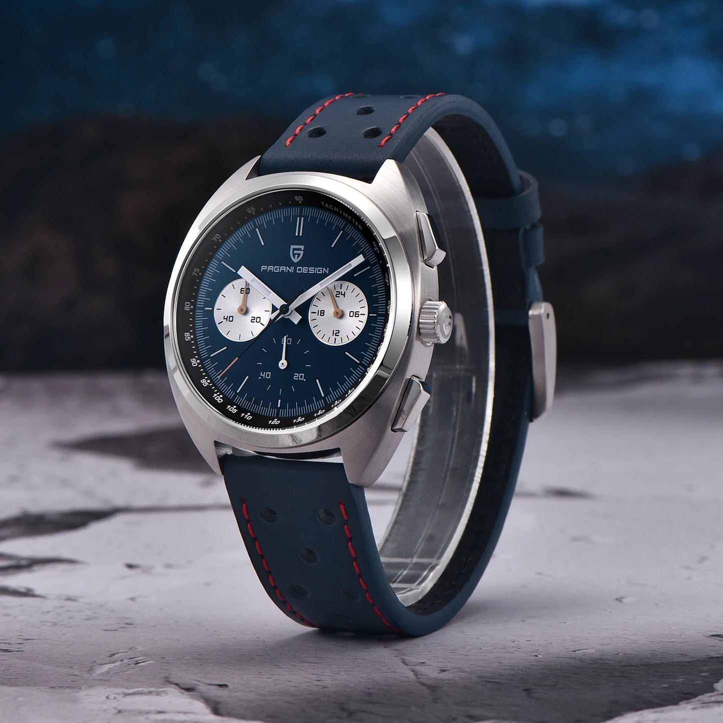 Pagani Design Retro Luxury Chronograph VK63 Quartz Watch Leather Strap