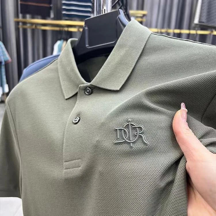 Pure Cotton Mens Polo Shirt Short Sleeve Casual T Shirt
