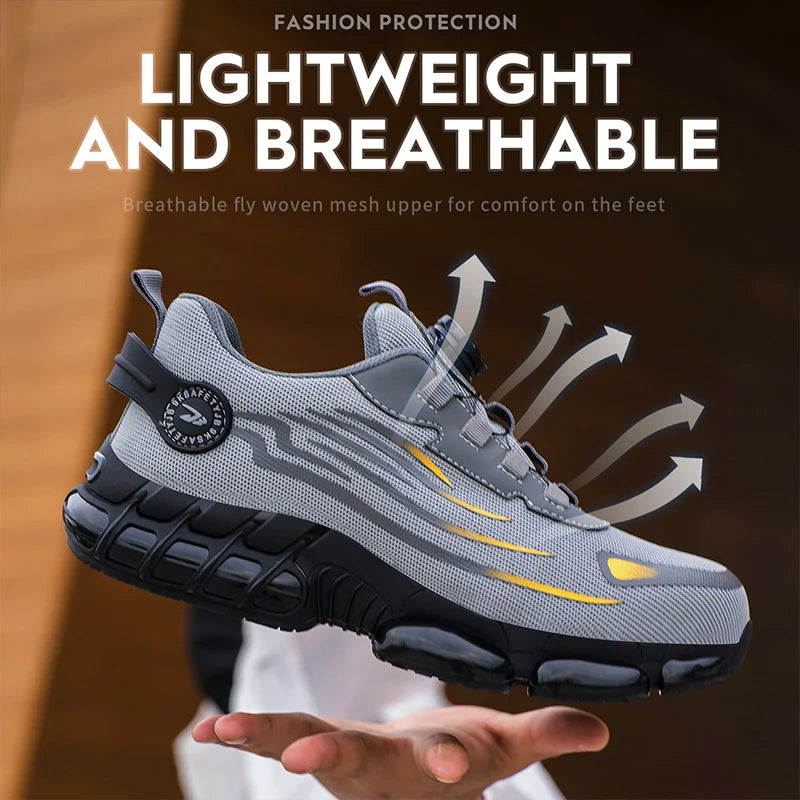Breathable Lace Free Safety Shoes With Anti Puncture Protection
