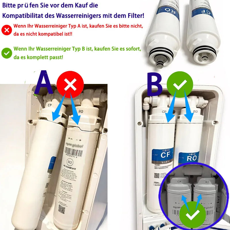 For Aqua global MINI TOUCH/FLEXIBLE TOUCH/Zen&Pur Drinking Water Purifier Filter Element,CF+RO+ACF1 Is Suitable Bule Pro B04/B02