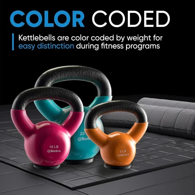 Kettlebell Sets Professional Grade - Strength Training Kettlebells for Home Workout - Cast Iron Kettle Bell Weight Sets