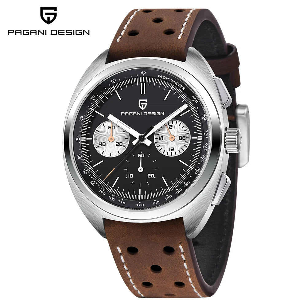 Pagani Design Retro Luxury Chronograph VK63 Quartz Watch Leather Strap