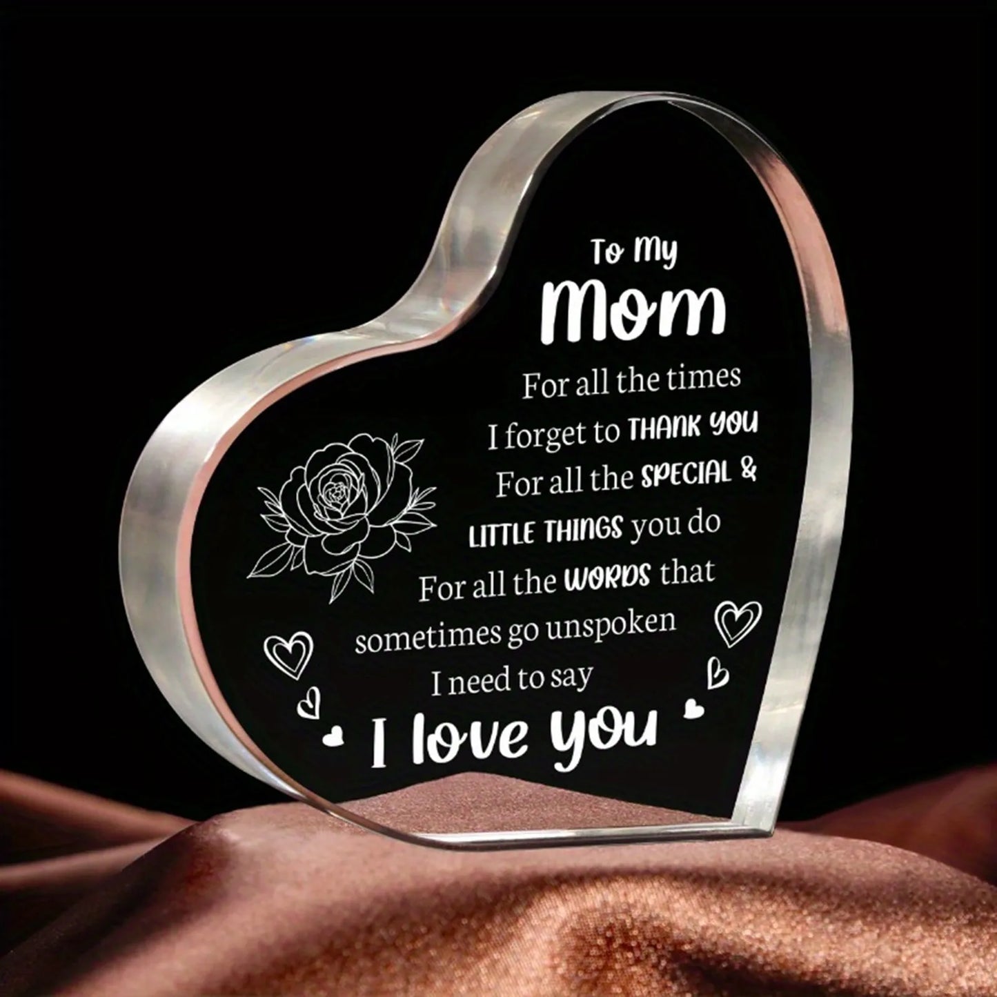 Mothers Day Heart Shaped Plaque Gift For Mom Desktop Decor