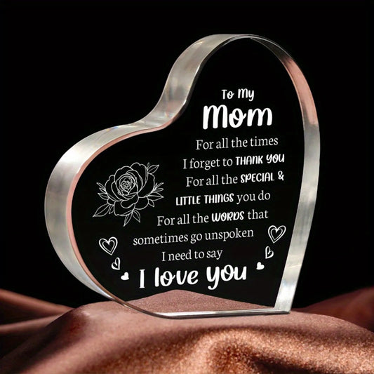 Mothers Day Heart Shaped Plaque Gift For Mom Desktop Decor