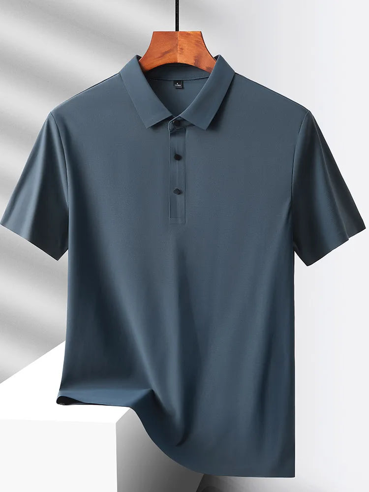 Selected popular nylon fabric dad's summer clothing middle-aged men's short sleeved T-shirt, summer ice silk quick drying mid