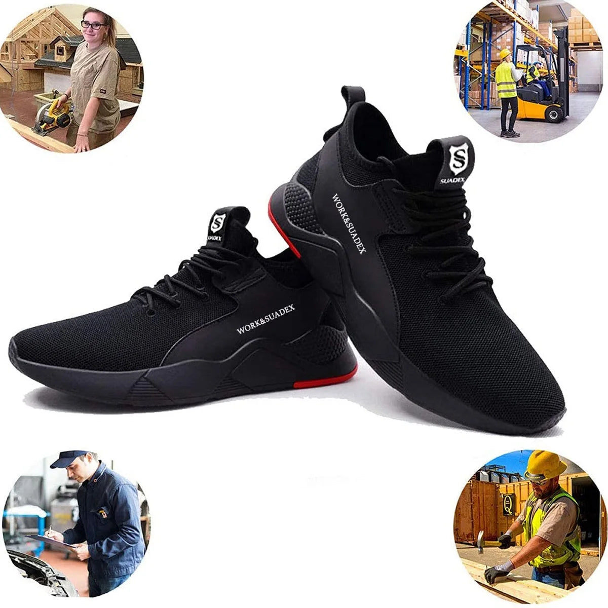 SUADEX Men Work Safety Shoes Steel Toe Cap Anti Smash Puncture Resistant