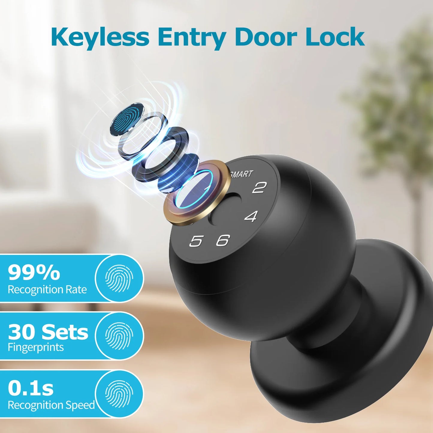 Viladepot Ball Shaped Smart Lock With Fingerprint And App Control