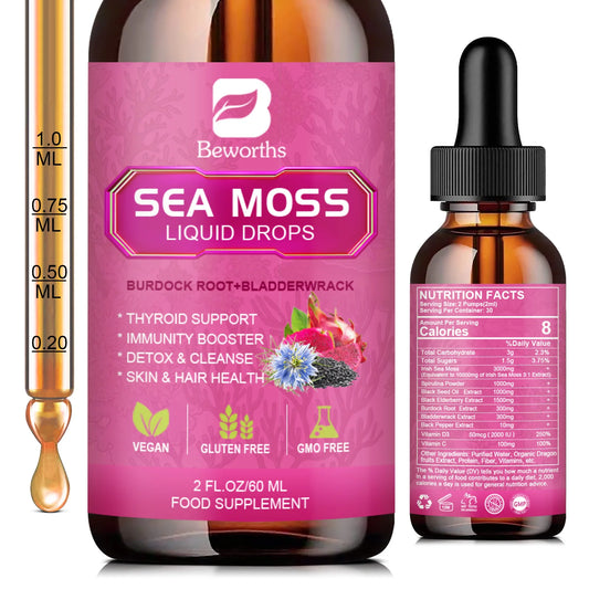 Beworths 3000mg Seamoss Organic Liquid Drops With Black Seed Oil