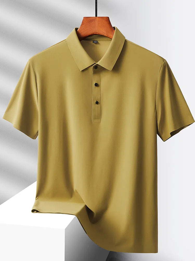 Selected popular nylon fabric dad's summer clothing middle-aged men's short sleeved T-shirt, summer ice silk quick drying mid