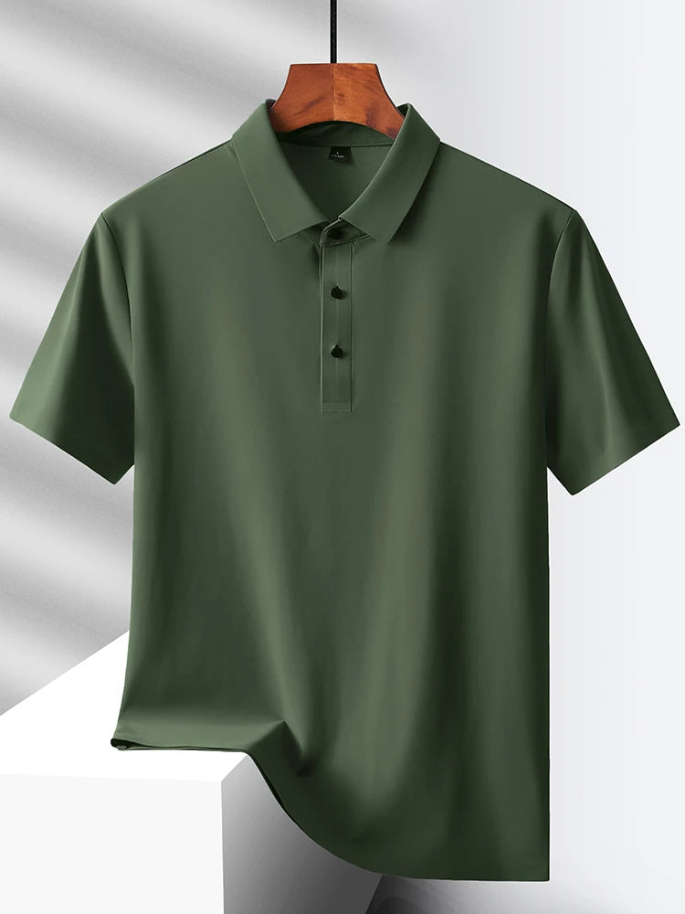 Selected popular nylon fabric dad's summer clothing middle-aged men's short sleeved T-shirt, summer ice silk quick drying mid