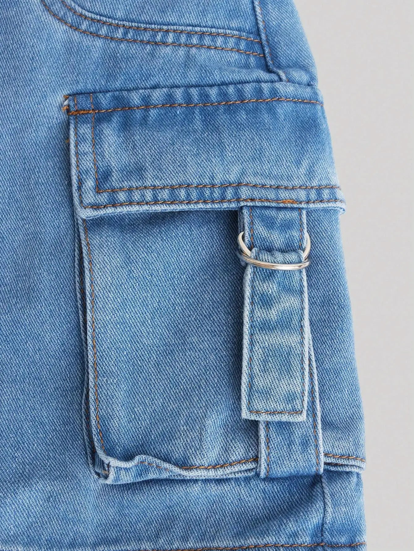 Cargo Pocket Denim Mini Skirt for Teen Girls