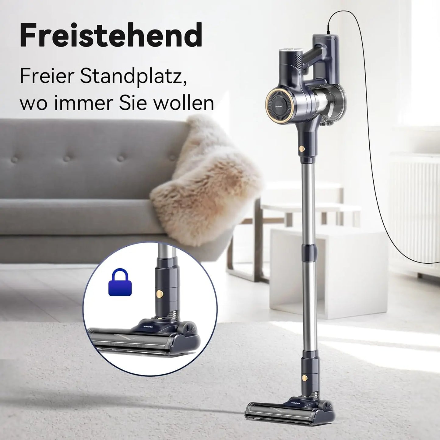 YISORA Corded Vacuum Cleaner, 600W 23KPa Stick Vacuum, Free-Stand 6 in 1 Handheld Vacuum Cleaner for Hard Floor Carpet