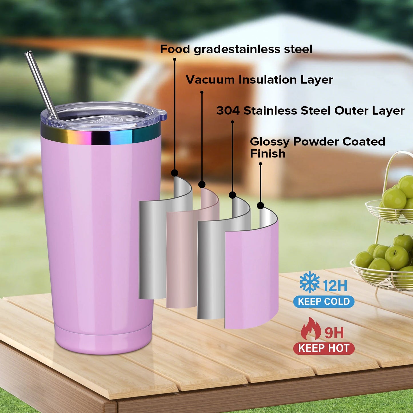 FastsubDrinkware 12 Pack Stainless Steel Tumblers Insulated With Lid