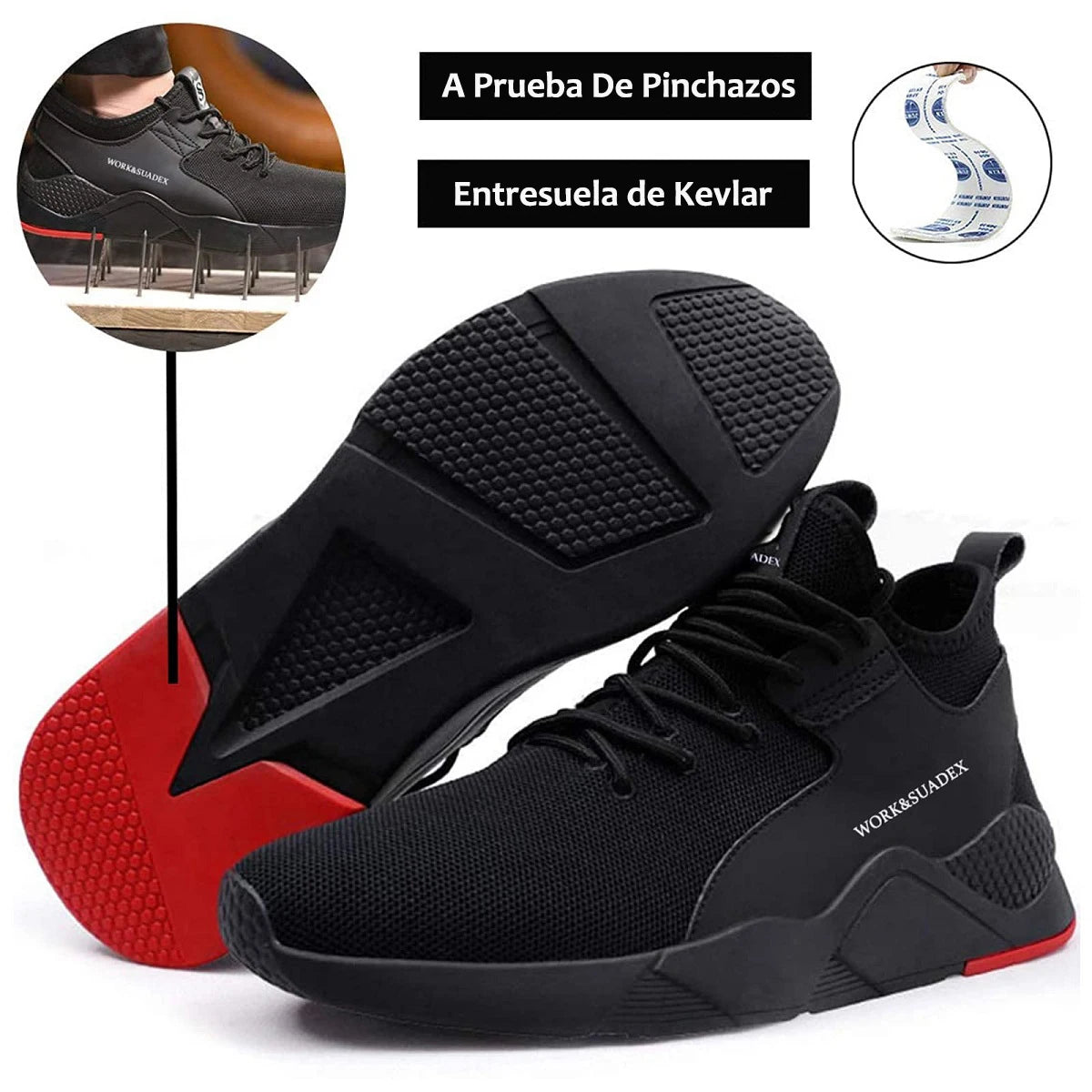 SUADEX Men Work Safety Shoes Steel Toe Cap Anti Smash Puncture Resistant