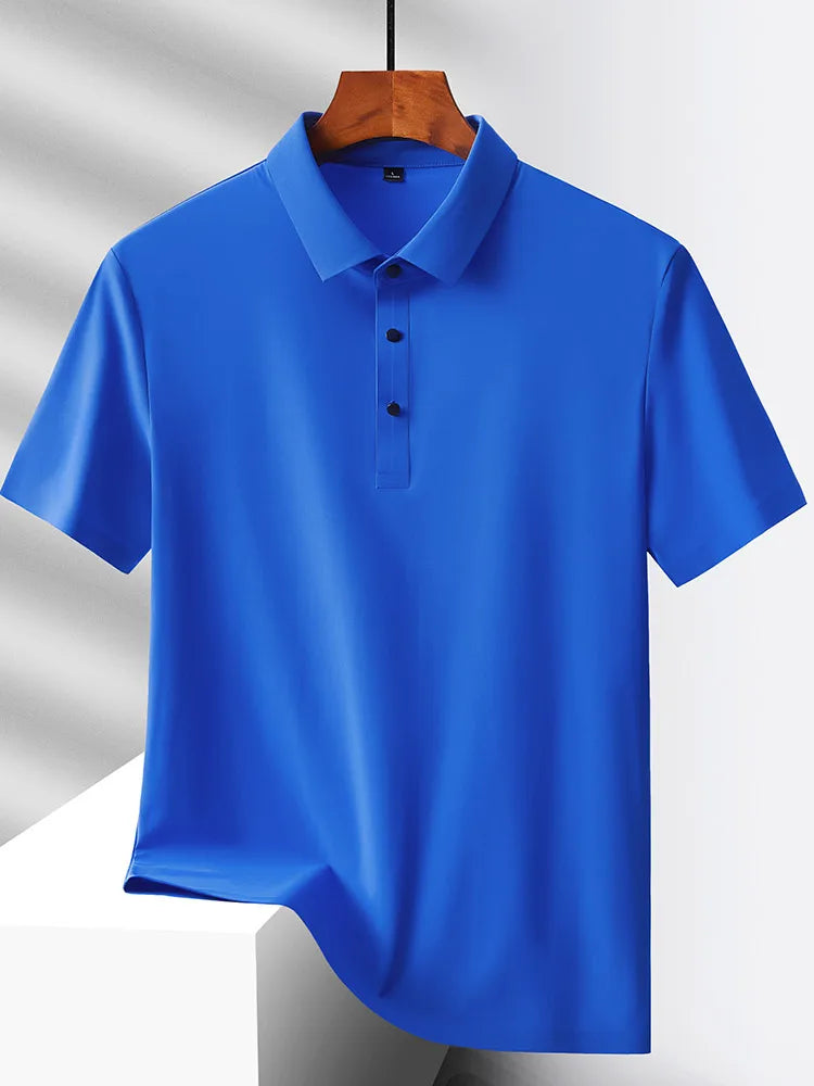 Selected popular nylon fabric dad's summer clothing middle-aged men's short sleeved T-shirt, summer ice silk quick drying mid