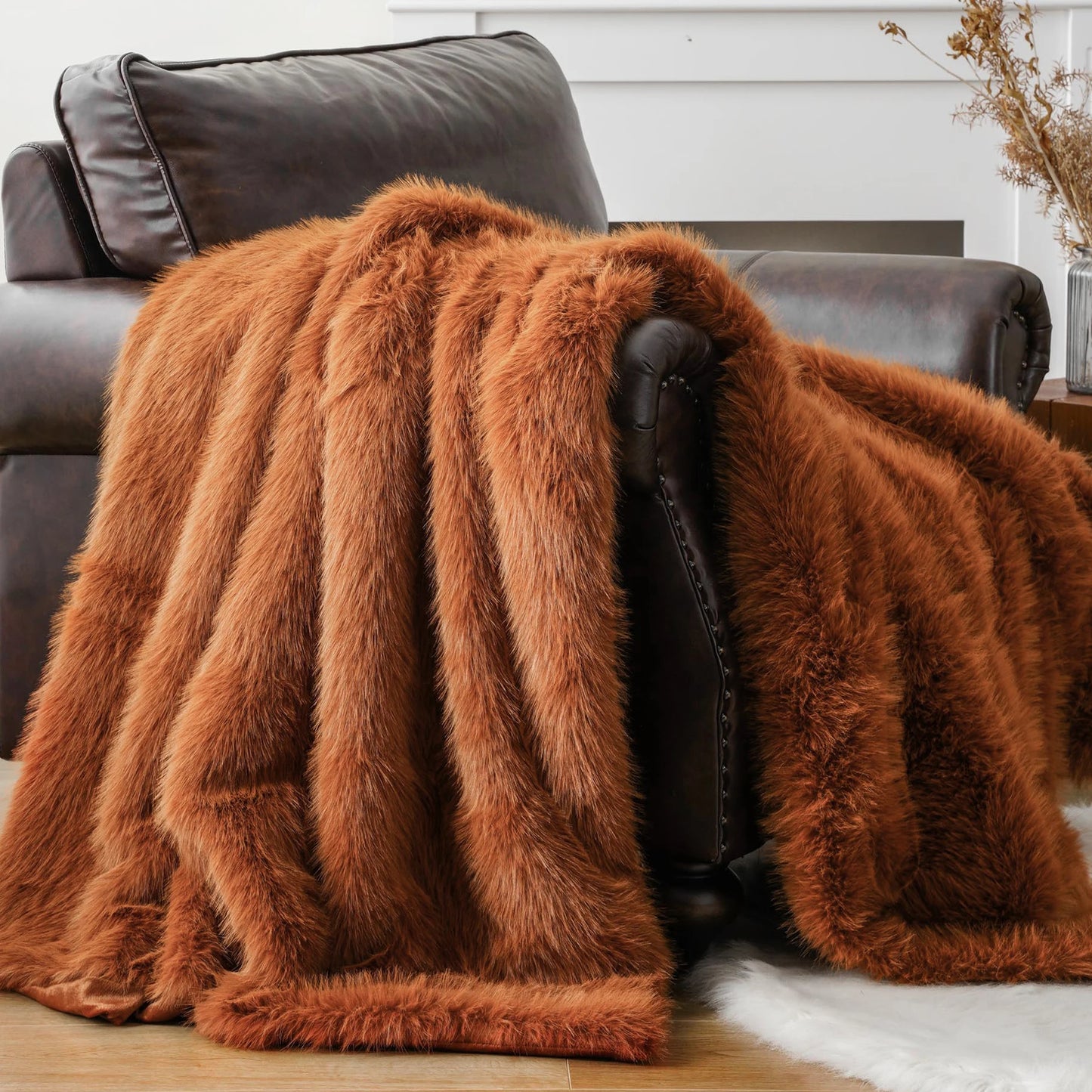 Battilo Fluffy Soft Blankets Luxury Fur blanket for Bed Sofa Mink Faux Fur Throw and Blankets Large Warm Blanket for Home Decor