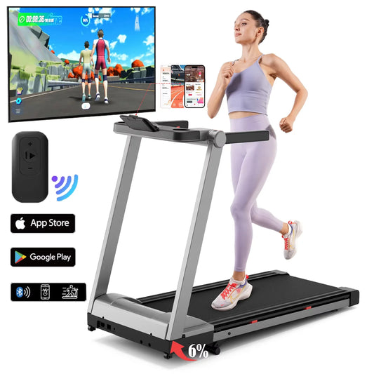 Foldable Incline Treadmill Walking Pad With Handle Bar Holder 350LBS