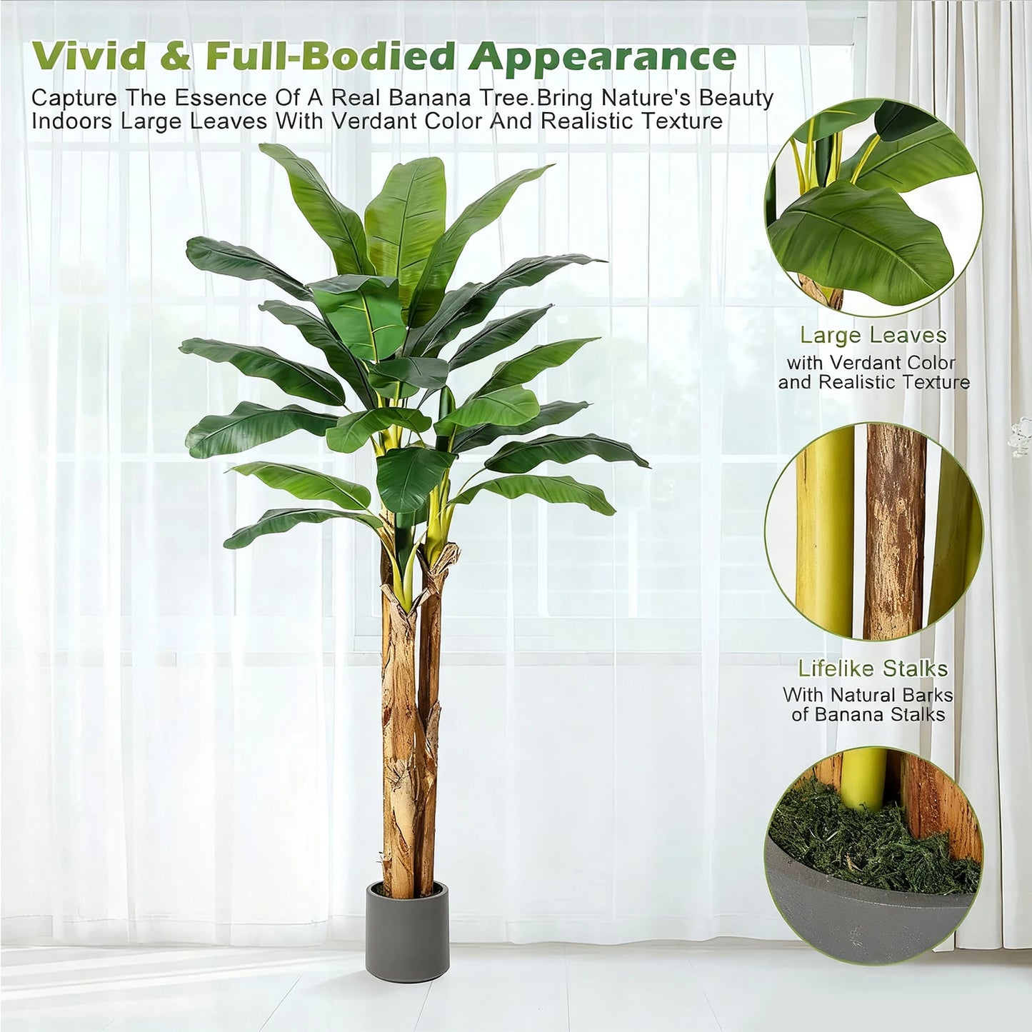 HiMISS Artificial Banana Tree With Planter Home Decor