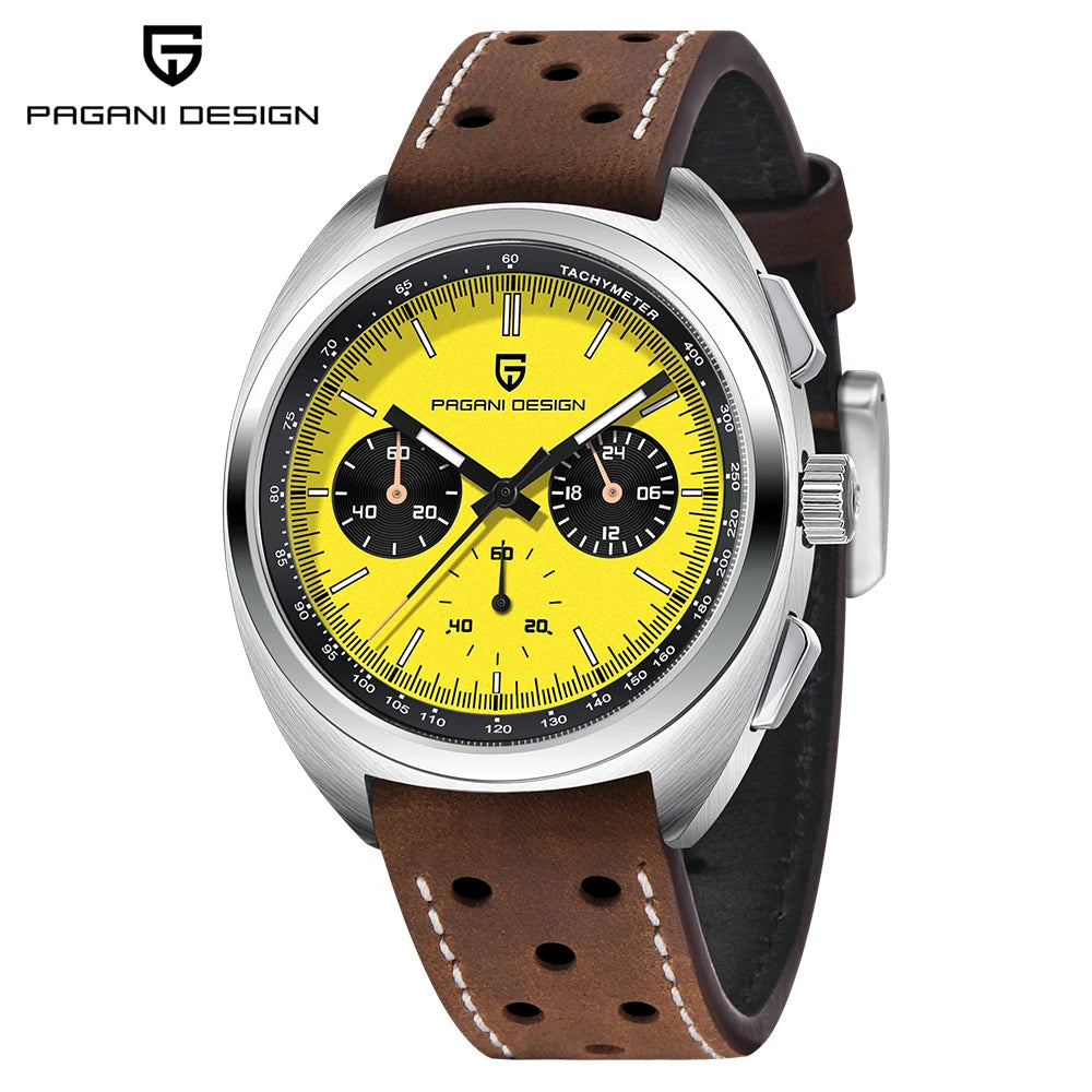 Pagani Design Retro Luxury Chronograph VK63 Quartz Watch Leather Strap