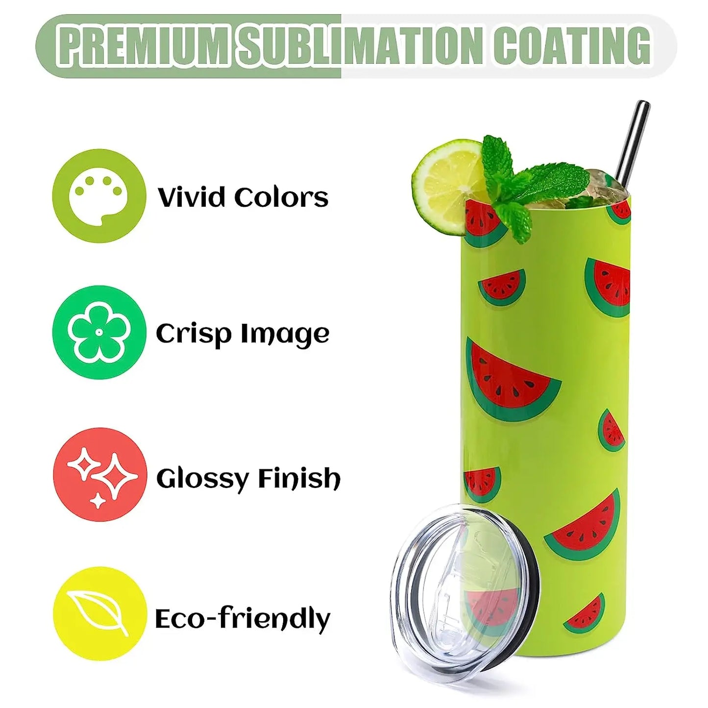 8 Pack Sublimation Tumbler Blanks Skinny Straight Stainless Steel Insulated