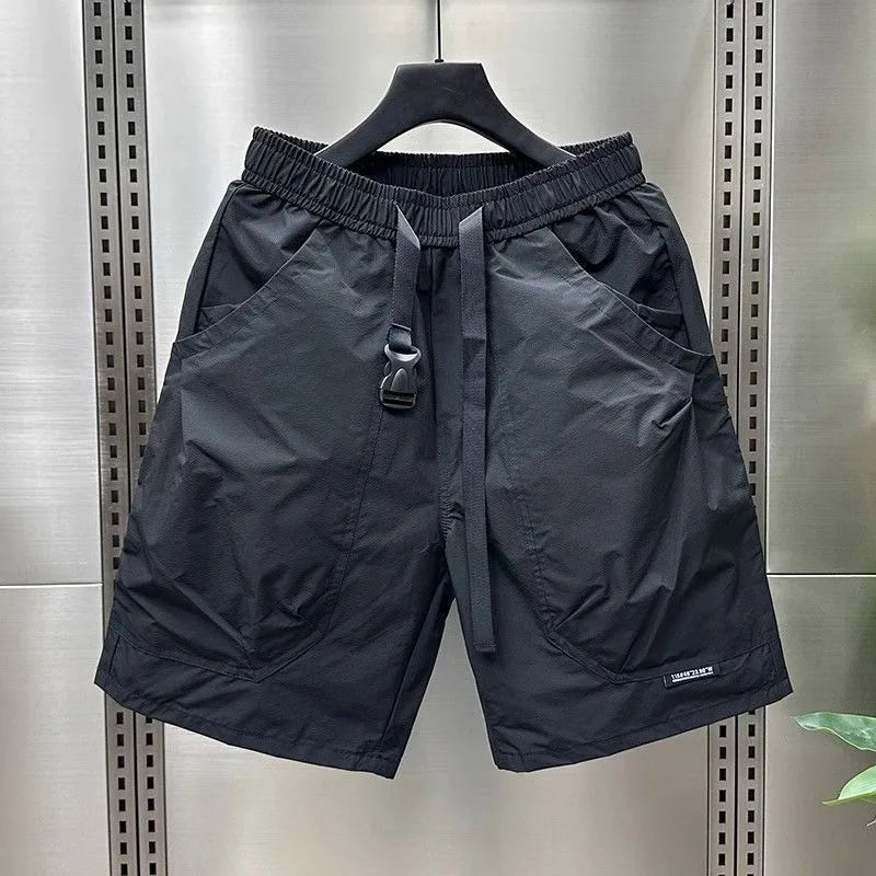 2026 Men's Large Pocket Waistband Work Shorts Summer Thin New Loose Straight Half Middle Pants
