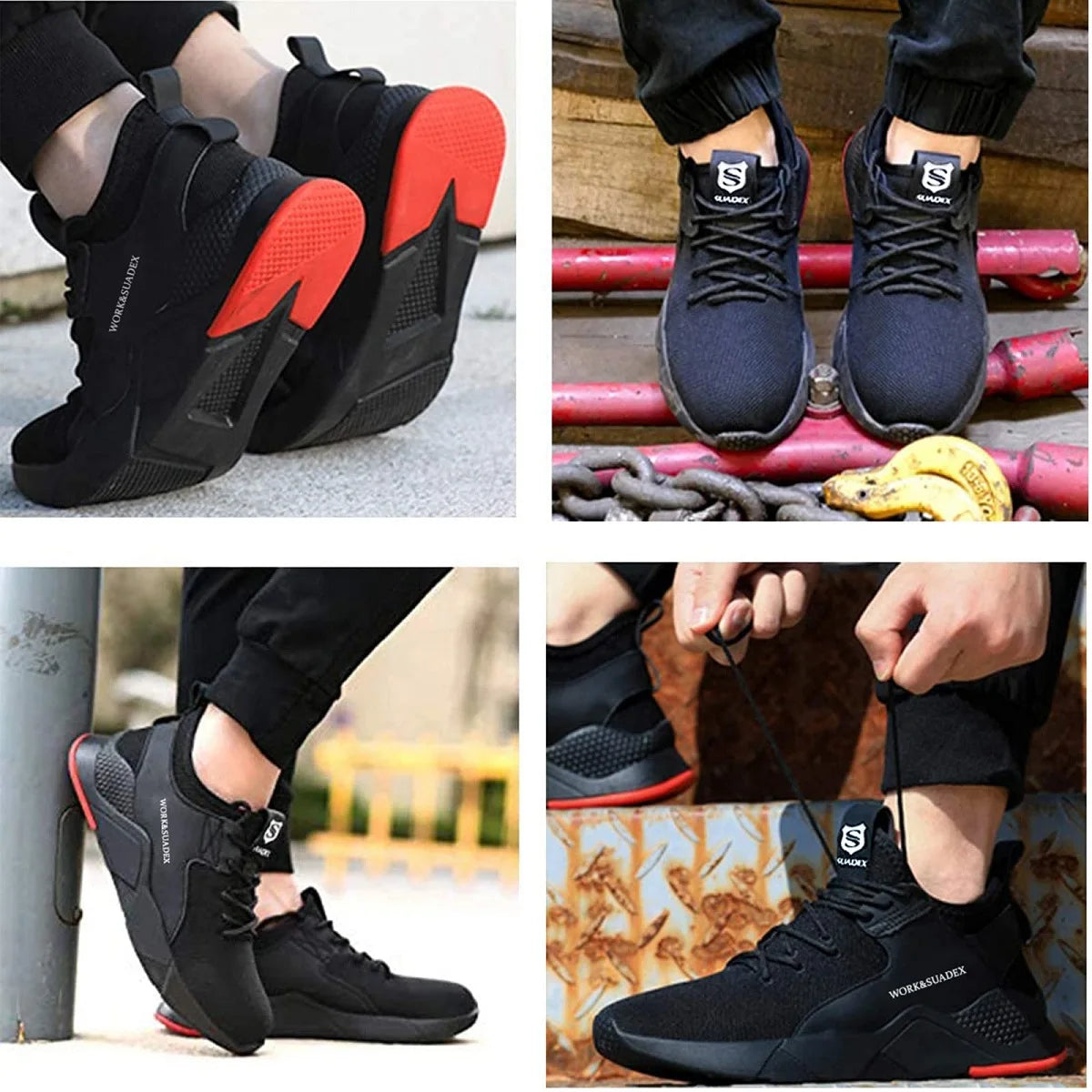 SUADEX Men Work Safety Shoes Steel Toe Cap Anti Smash Puncture Resistant