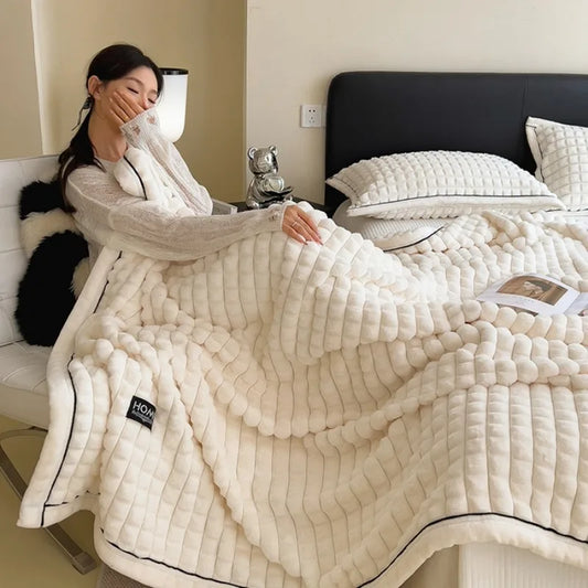 New Golden mink fleece cutting grid multifunctional leisure blanket, office nap blanket, high weight gold turtle fleece blanket