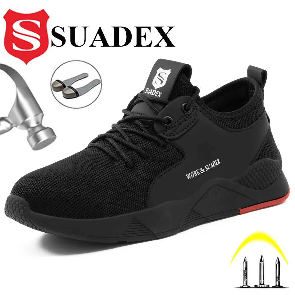 SUADEX Men Work Safety Shoes Steel Toe Cap Anti Smash Puncture Resistant