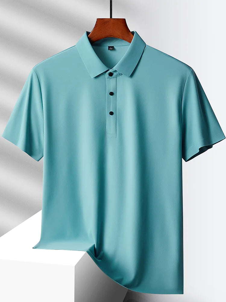 Selected popular nylon fabric dad's summer clothing middle-aged men's short sleeved T-shirt, summer ice silk quick drying mid