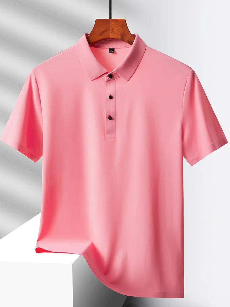 Selected popular nylon fabric dad's summer clothing middle-aged men's short sleeved T-shirt, summer ice silk quick drying mid