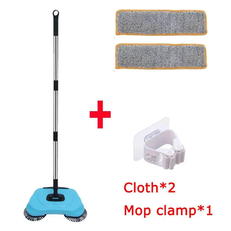 Hand Push Broom, Multifunctional Cleaning Tool Sweep Mop, Long Handle Push Broom with Auto Spiral Deep Clean System