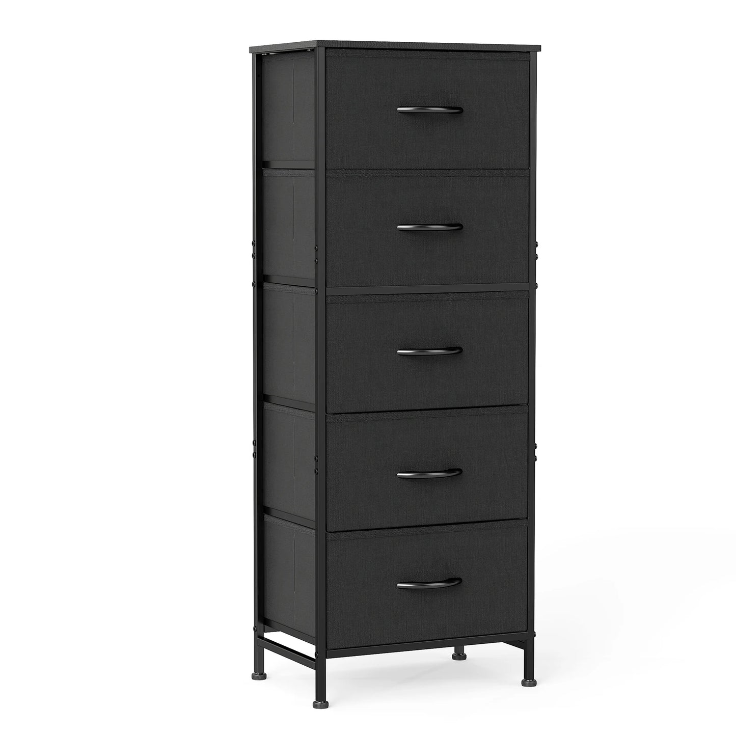 JHK Modern Morocco Dresser With Five Fabric Drawers And Steel Frame