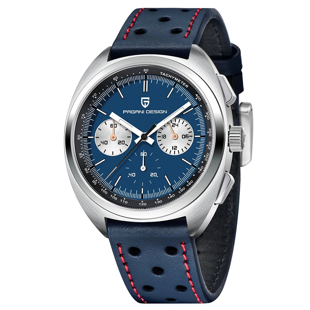 Pagani Design Retro Luxury Chronograph VK63 Quartz Watch Leather Strap
