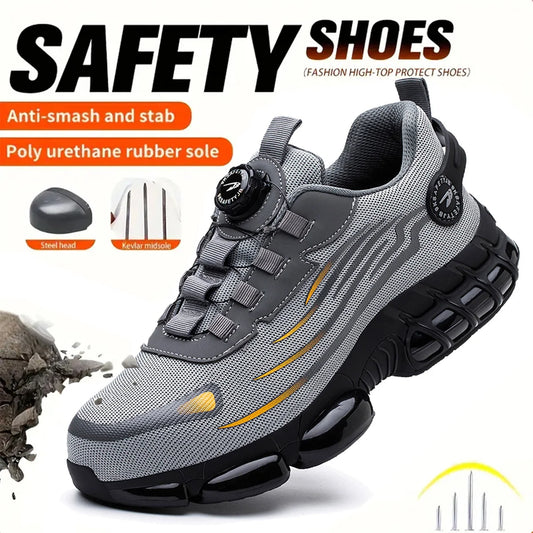Breathable Lace Free Safety Shoes With Anti Puncture Protection