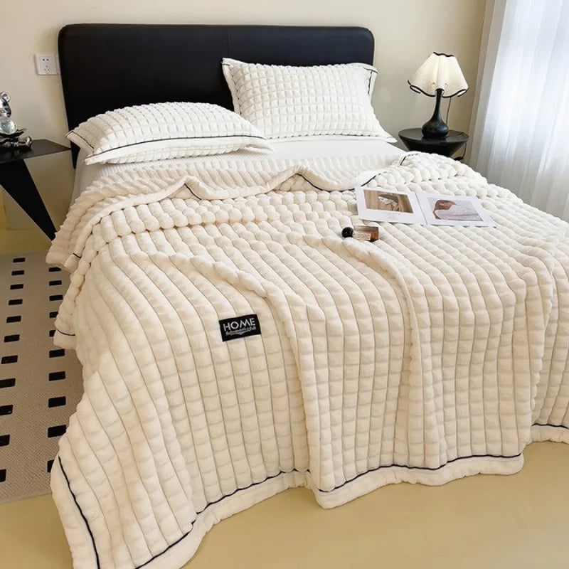 New Golden mink fleece cutting grid multifunctional leisure blanket, office nap blanket, high weight gold turtle fleece blanket