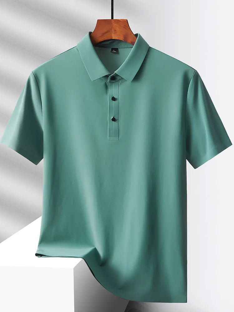 Selected popular nylon fabric dad's summer clothing middle-aged men's short sleeved T-shirt, summer ice silk quick drying mid