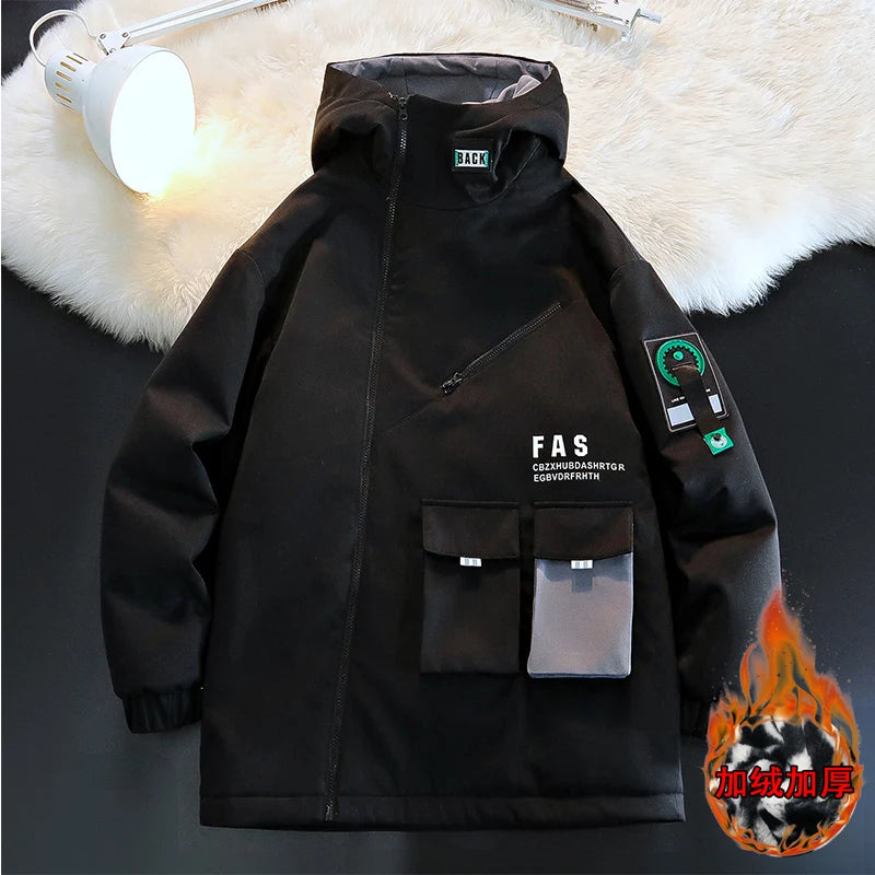 Men's Pilot Hooded Zipper Jacket Baseball Uniform Velvet Coat