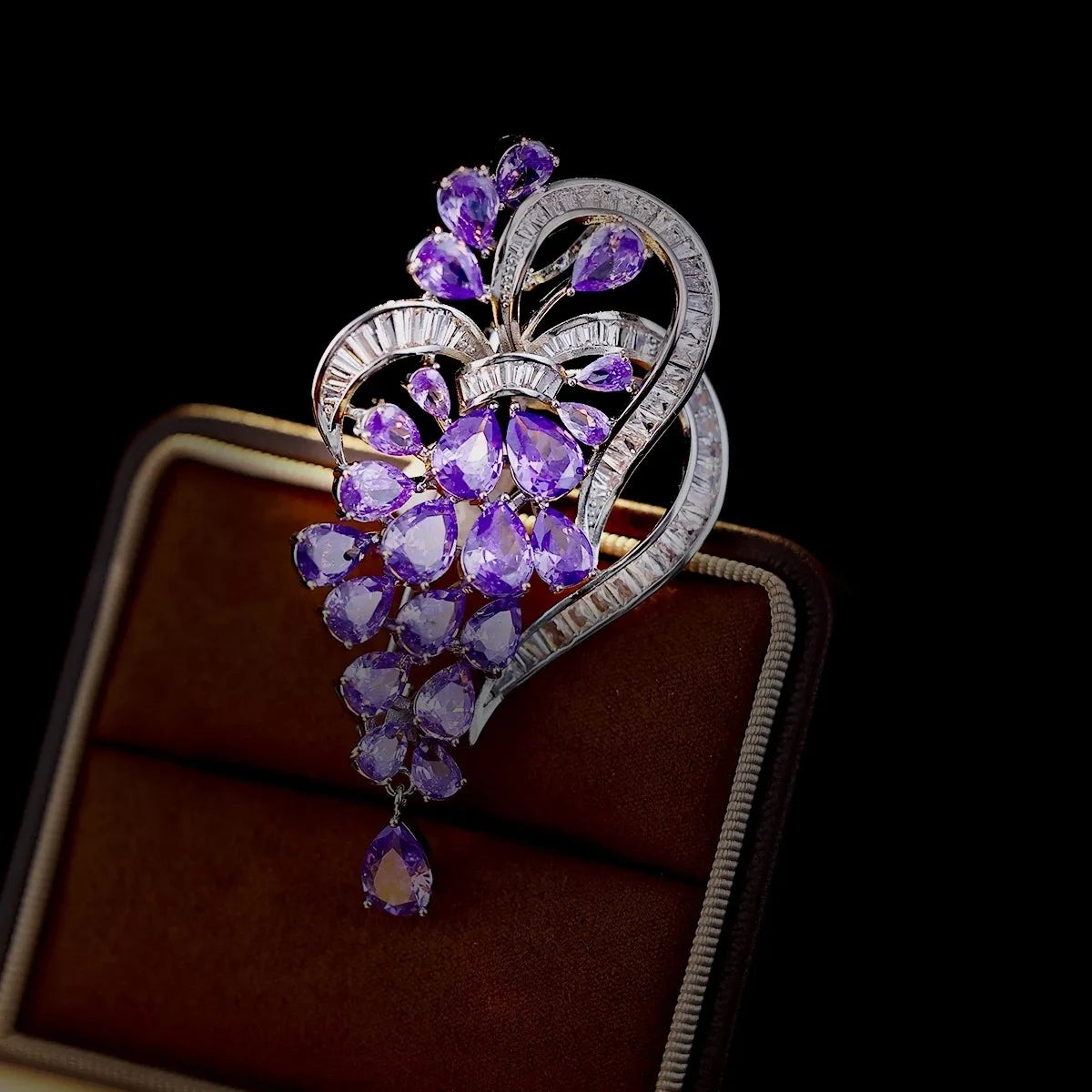 OKILY Palace Elegance Zircon Dancing  Girl Brooch Pins Temperament Enamel Bowknot Fan gingko Feather Corsage for Woman Ornament