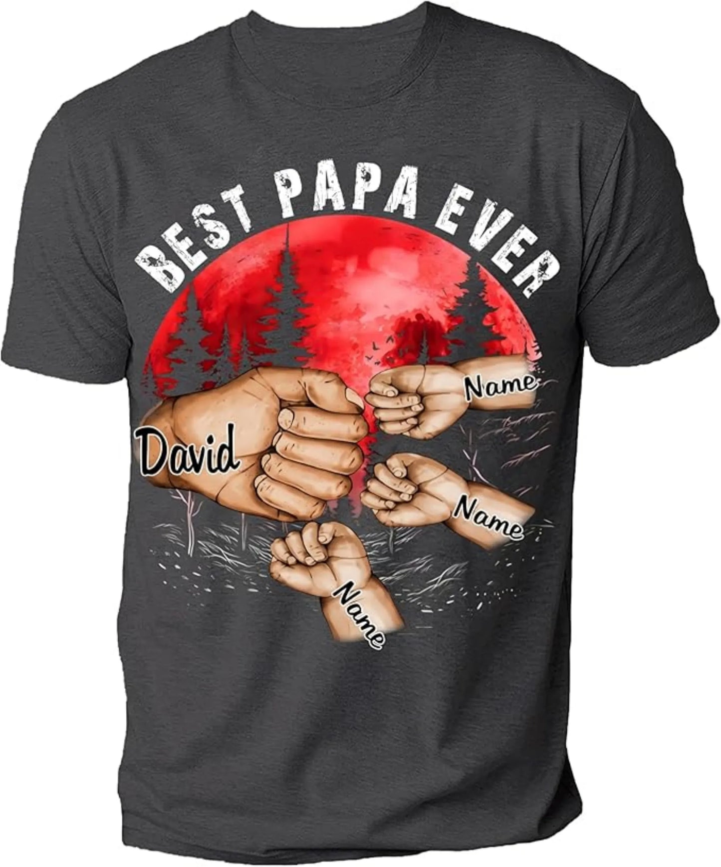 Best Grandpa Dad Ever Shirt Custom Fist Bump Kid Name