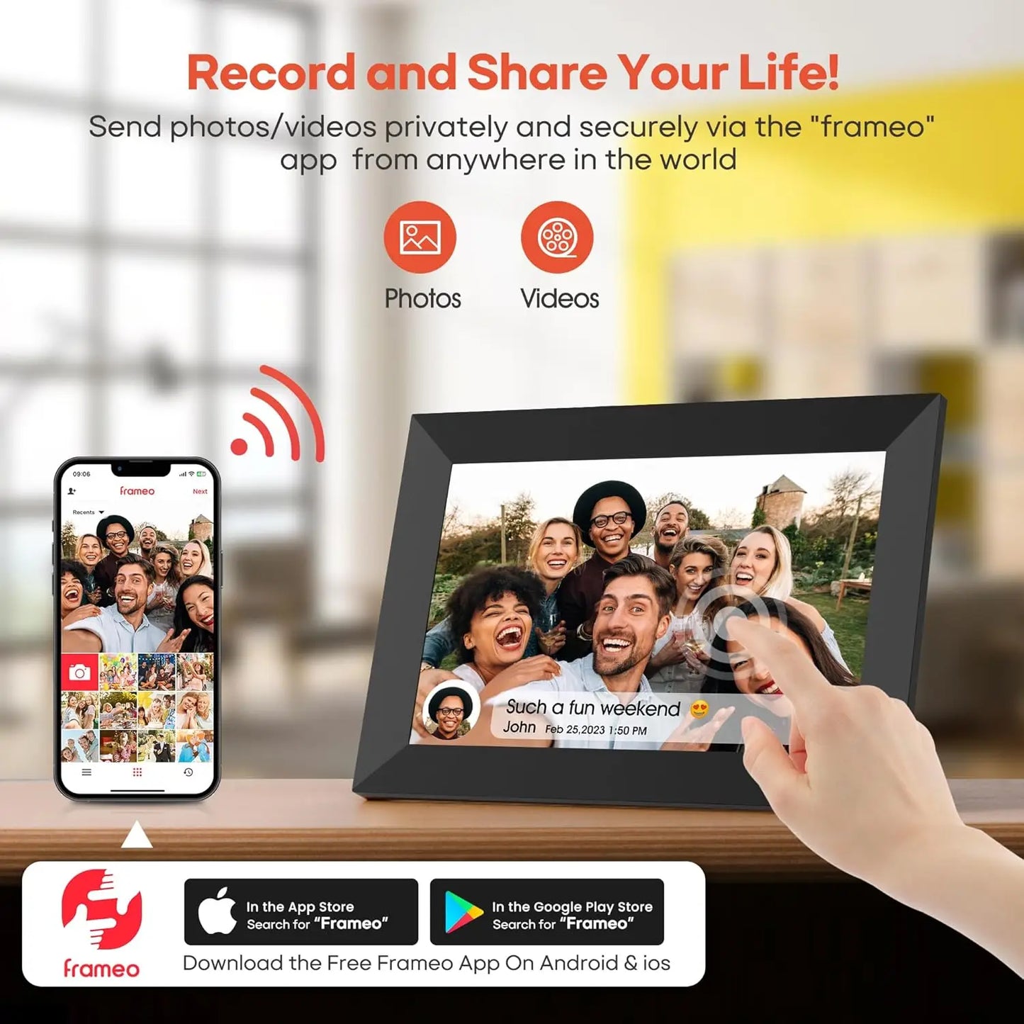 YENOCK 32GB Frameo Smart WiFi Digital Photo Frame Display