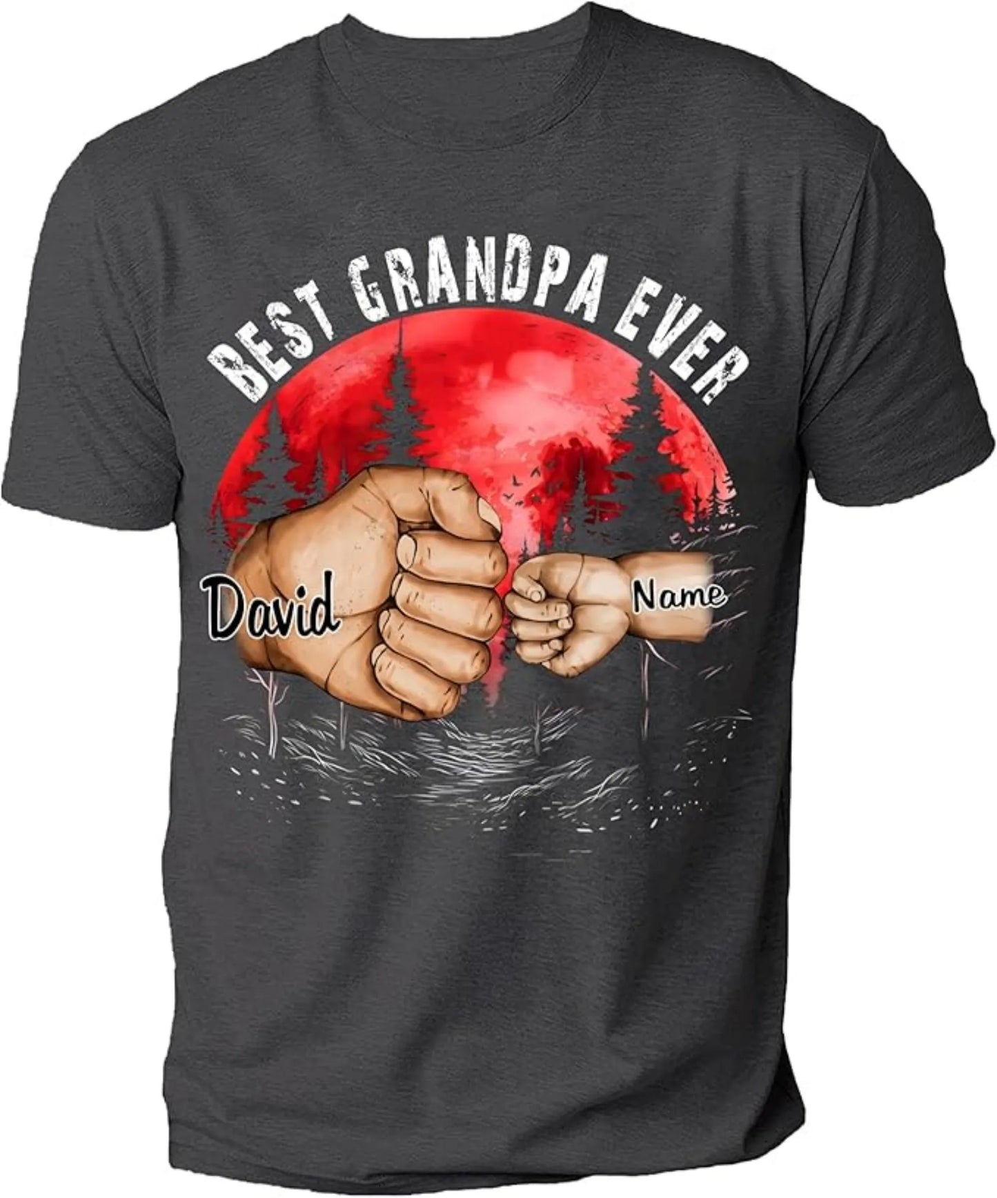 Best Grandpa Dad Ever Shirt Custom Fist Bump Kid Name