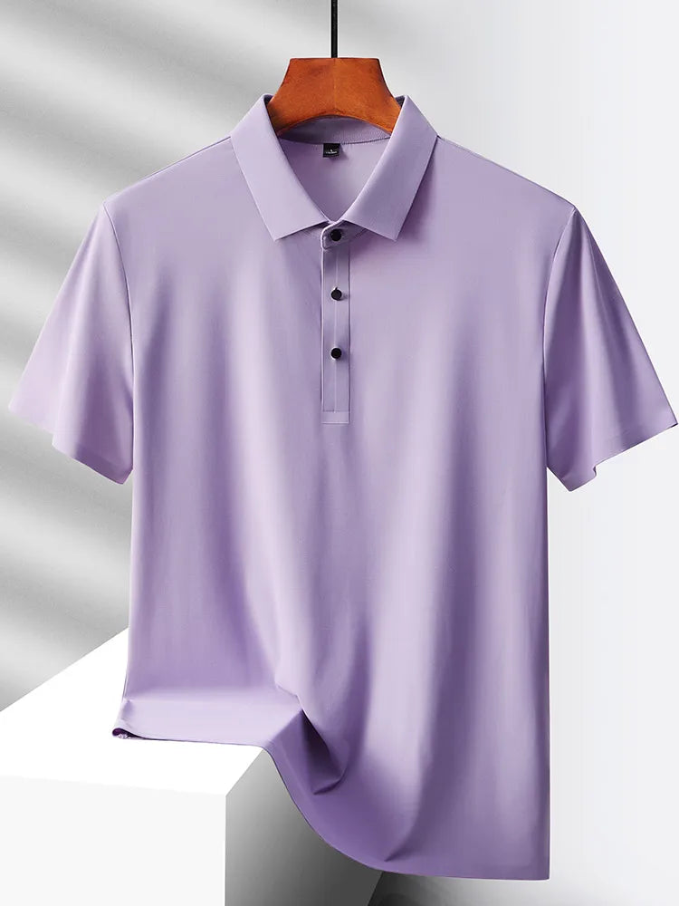 Selected popular nylon fabric dad's summer clothing middle-aged men's short sleeved T-shirt, summer ice silk quick drying mid