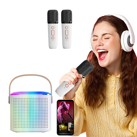 Odelettevcy Wireless Karaoke Speaker with Lighting and Dual Microphones