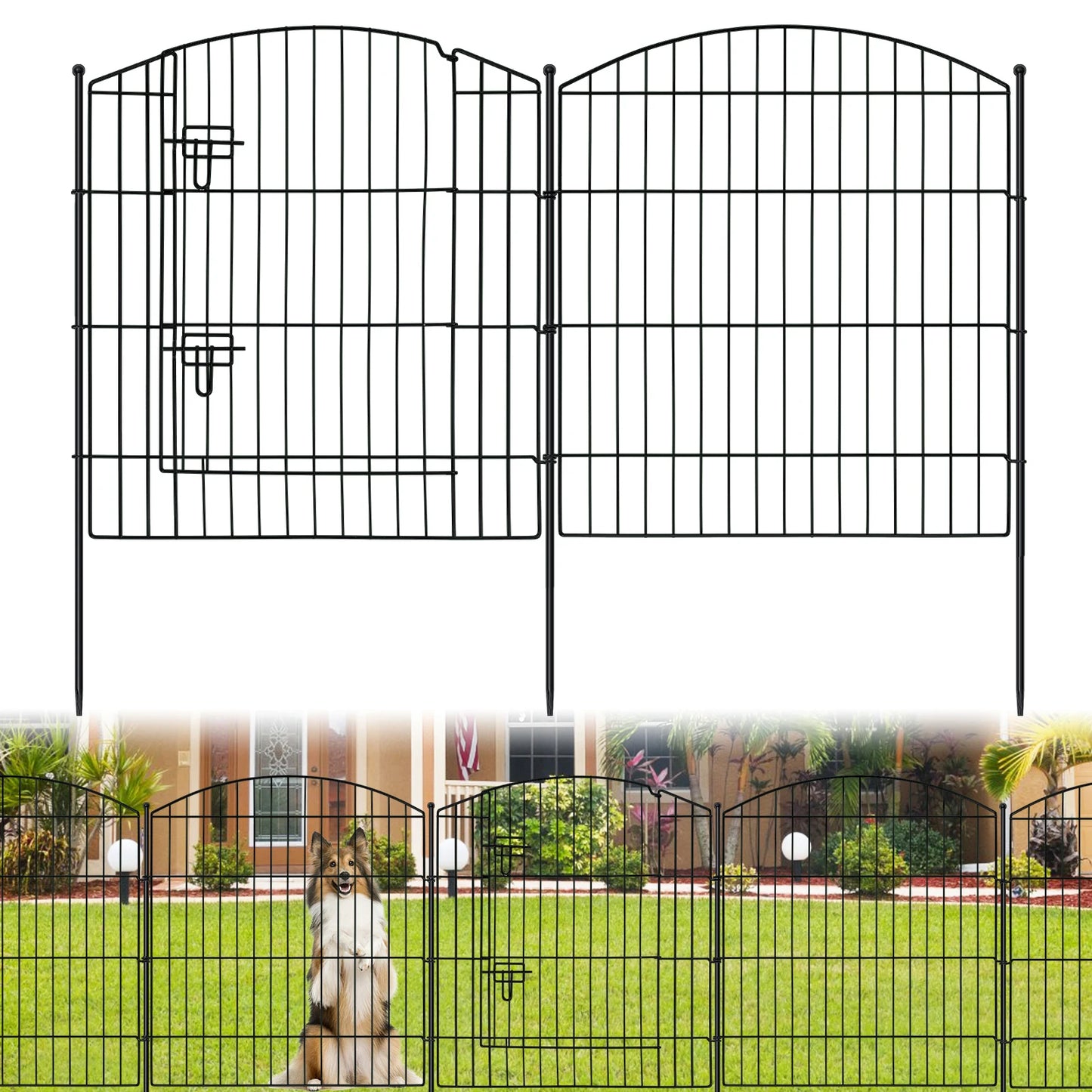 Decorative Metal Garden Fence With Gate For Outdoor Dog Fencing