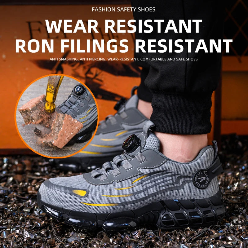 Breathable Lace Free Safety Shoes With Anti Puncture Protection