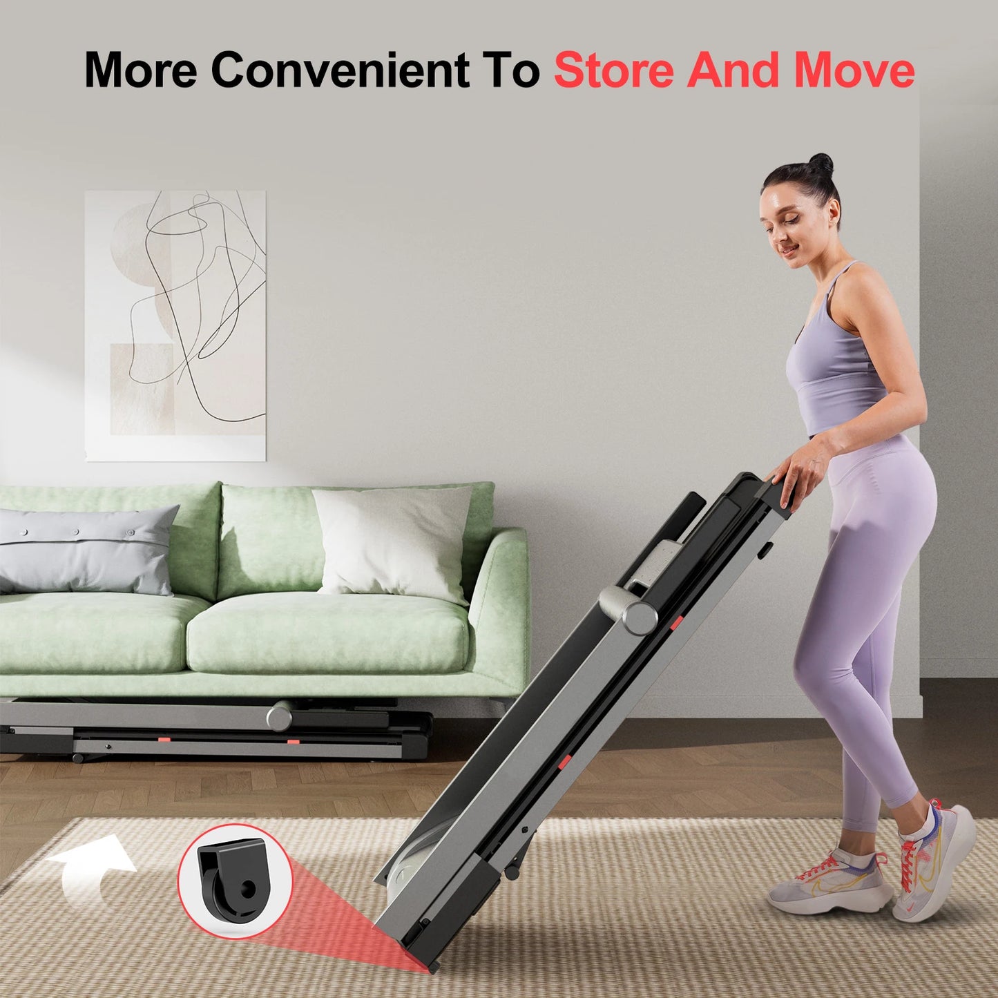 Foldable Incline Treadmill Walking Pad With Handle Bar Holder 350LBS