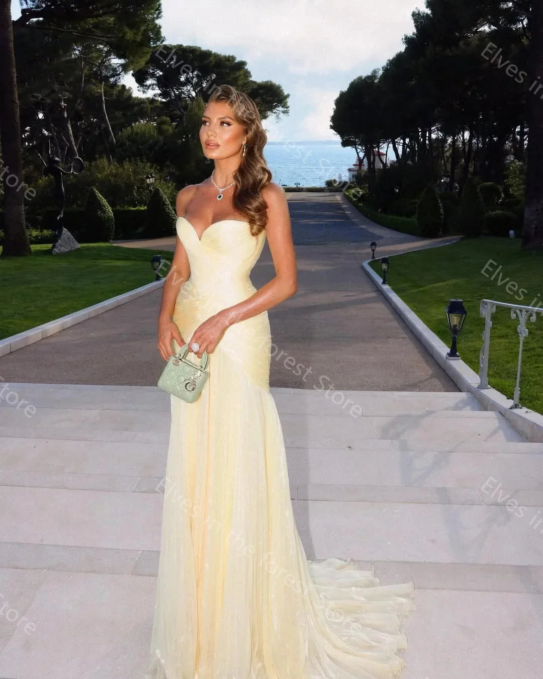 Charming Yellow Sweetheart Sleeveless Chiffon Floor Length Prom Gown