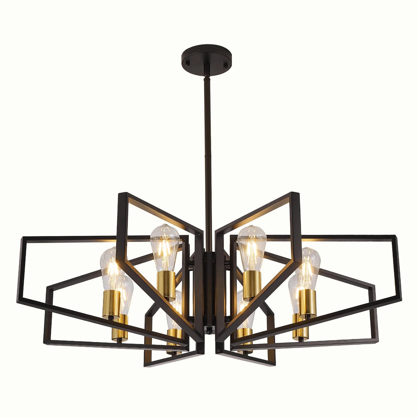 8 Light Geometric Chandelier Metal Pendant Light With Adjustable Height