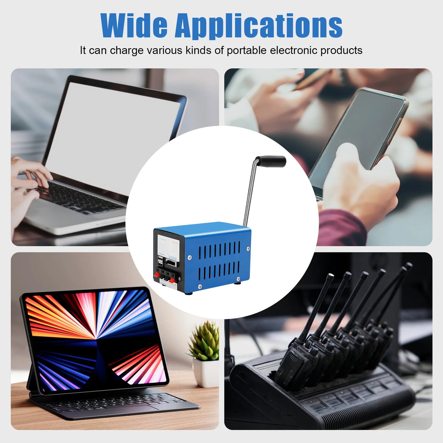 Hand Crank Generator 20W Portable Emergency Power Bank USB Output